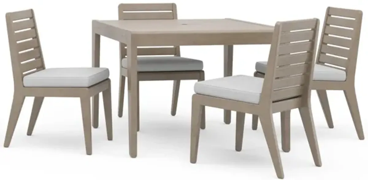 Sustain Outdoor Dining Table and Four Chairs in Gray