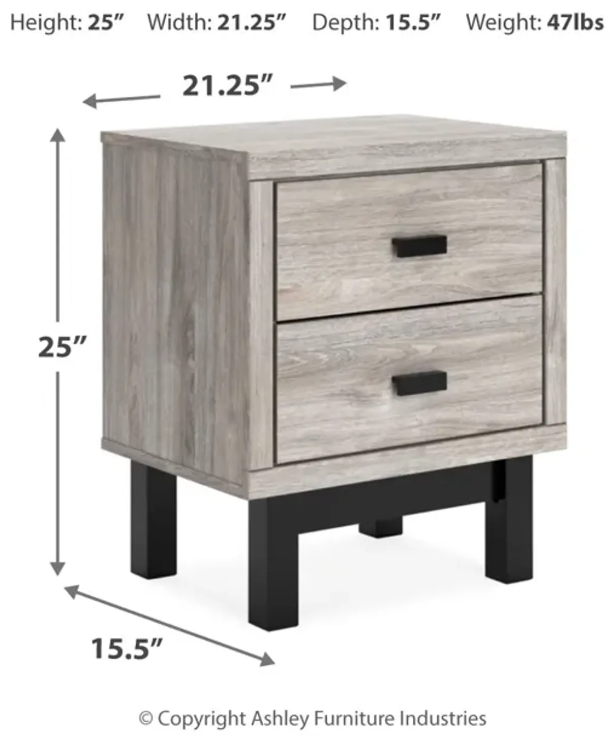 Vessalli 2 Drawer Nightstand