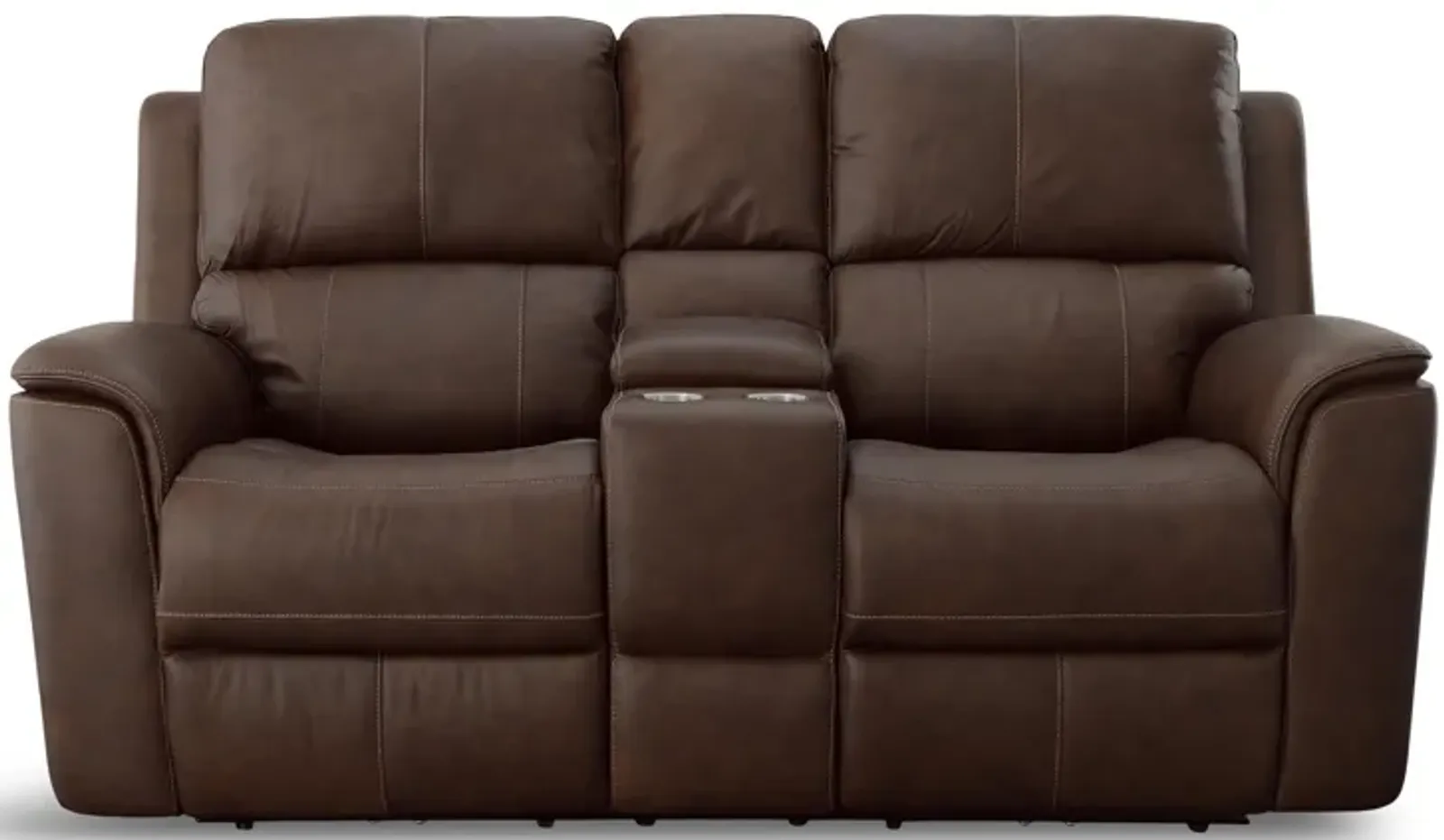 Carmen Leather Power Reclining Loveseat with Console