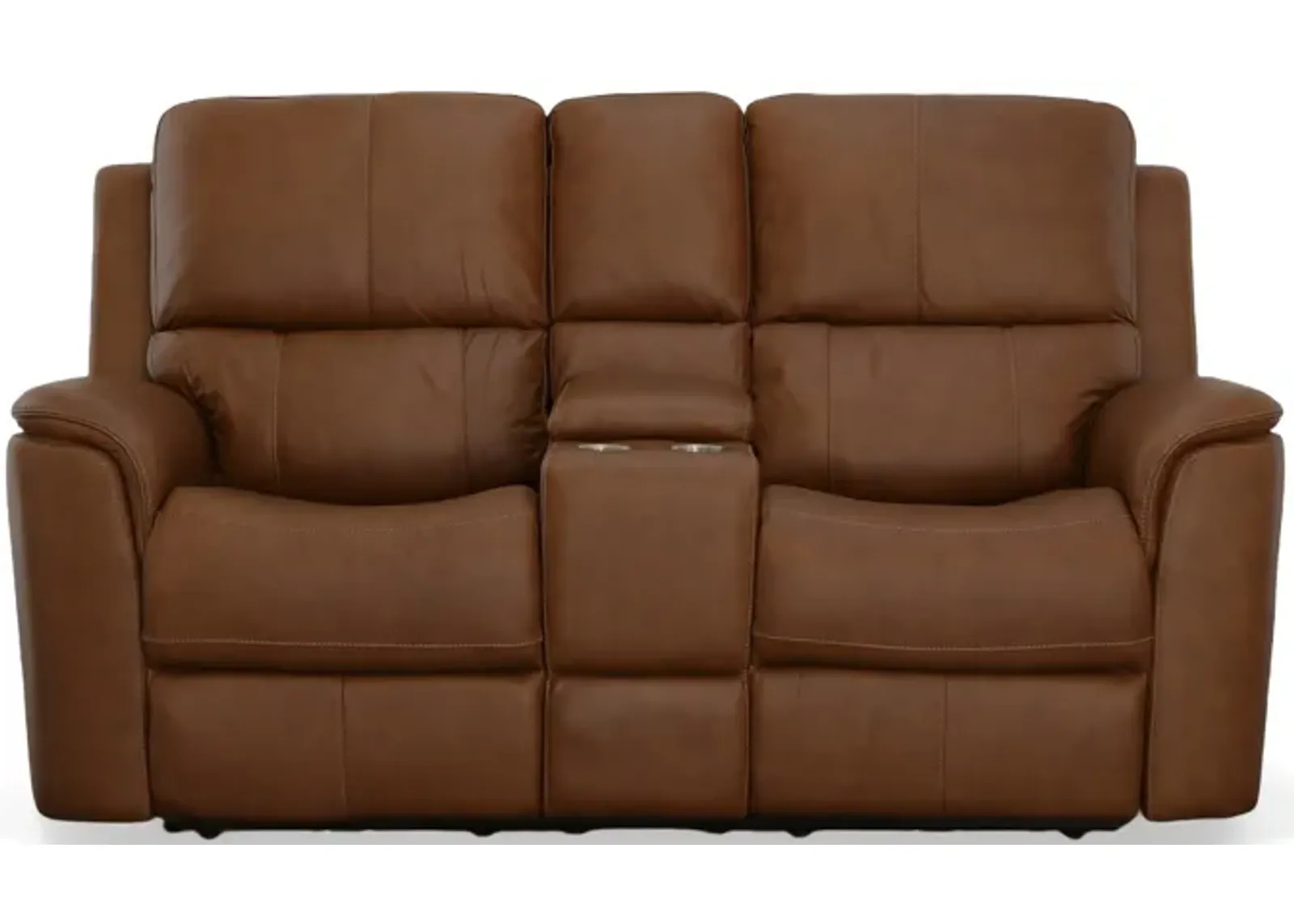 Carmen Leather Power Reclining Loveseat with Console