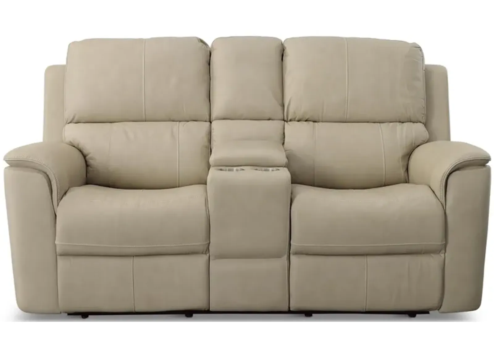 Carmen Leather Power Reclining Loveseat with Console