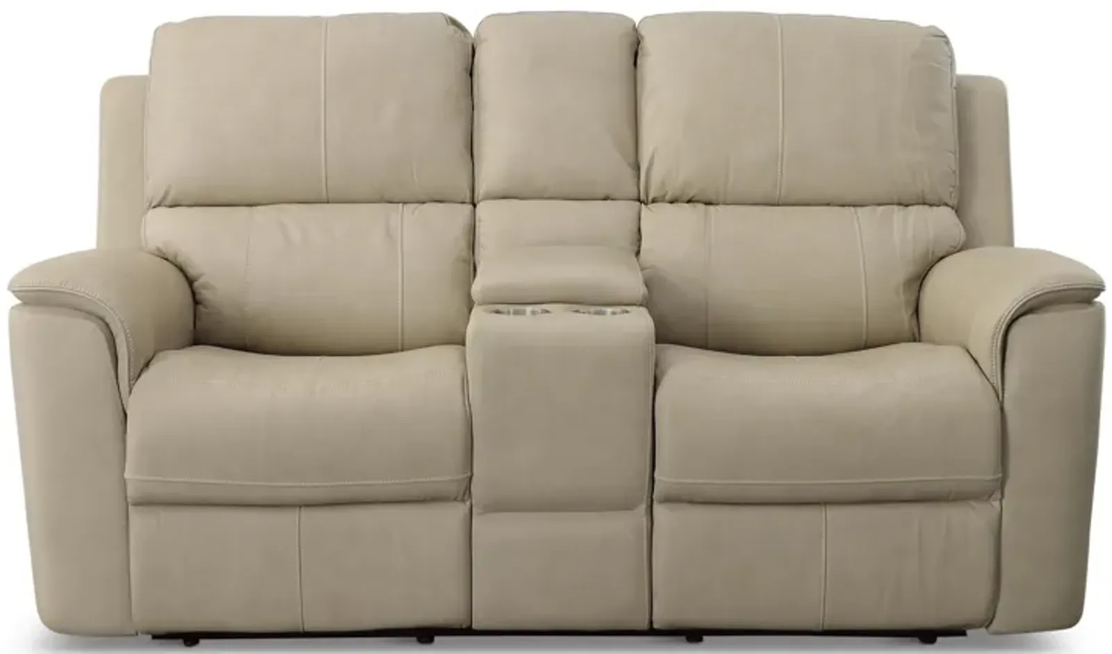 Carmen Leather Power Reclining Loveseat with Console