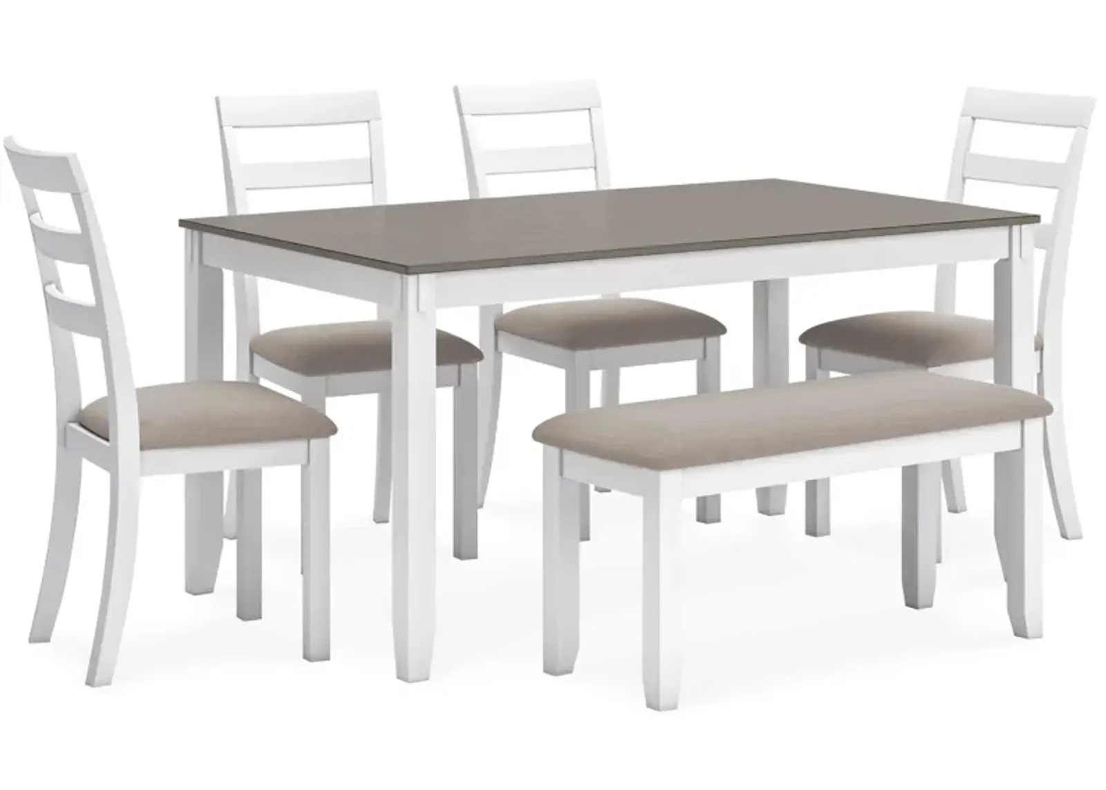 Stonehollow Dining Table and Chairs with Bench (Set of 6)