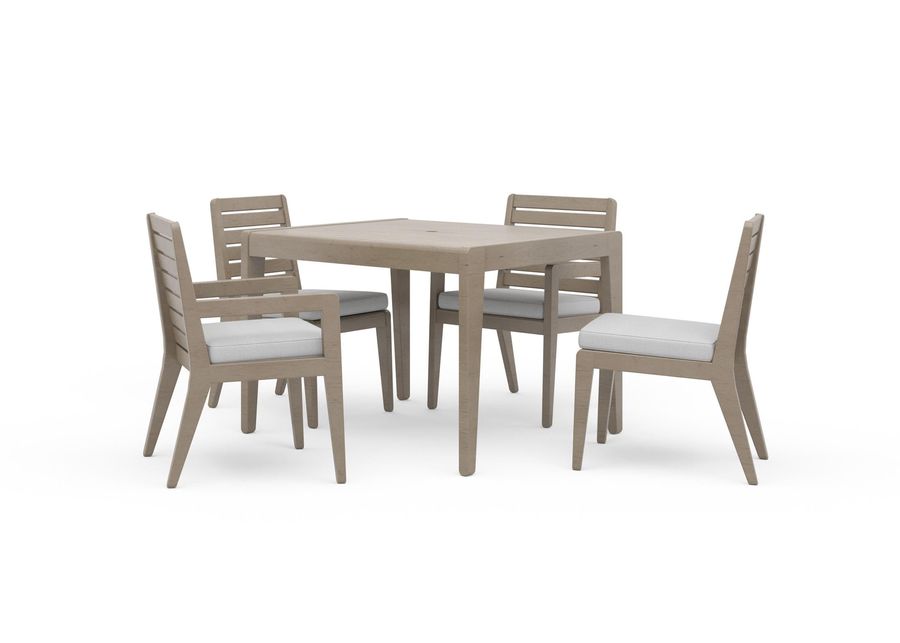 Sustain Outdoor Dining Table with 2 Arm Chairs and 2 Armless Chairs