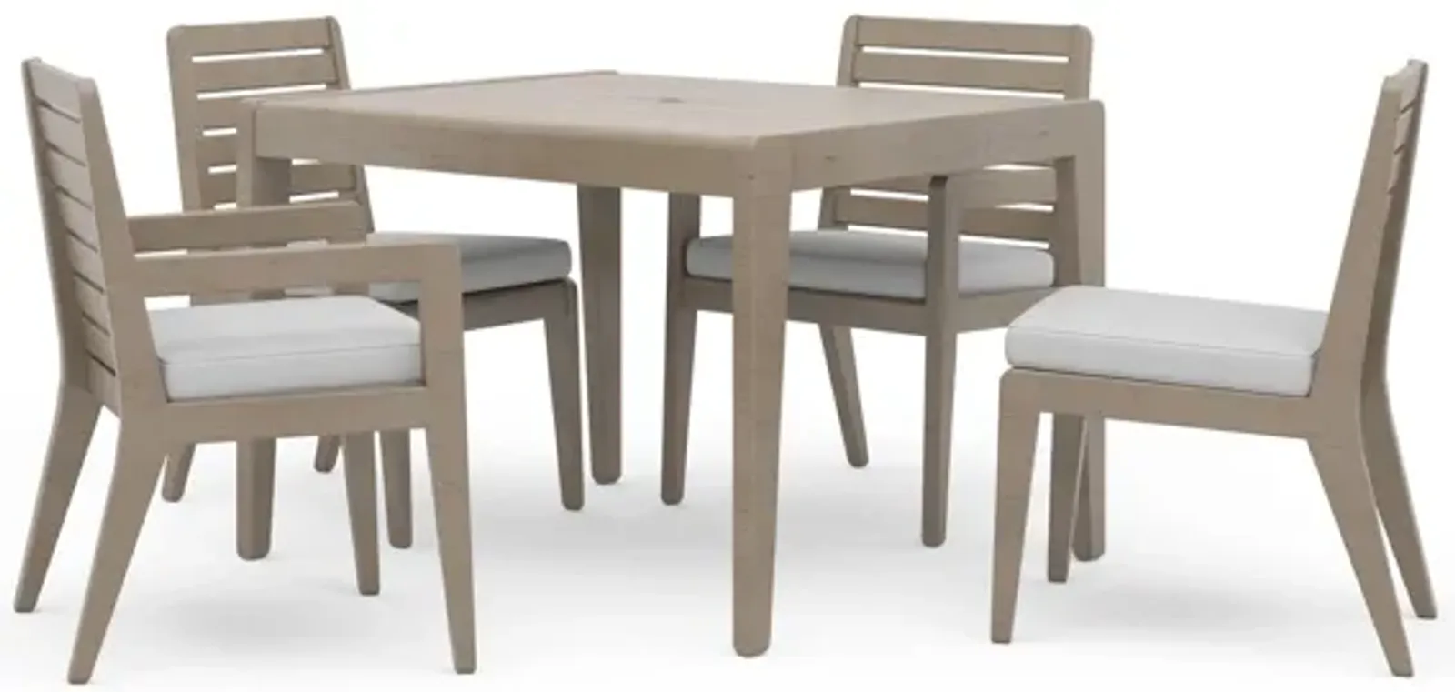 Sustain Outdoor Dining Table with 2 Arm Chairs and 2 Armless Chairs