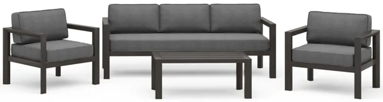 ton Outdoor Aluminum Sofa 4-Piece Set in Gray