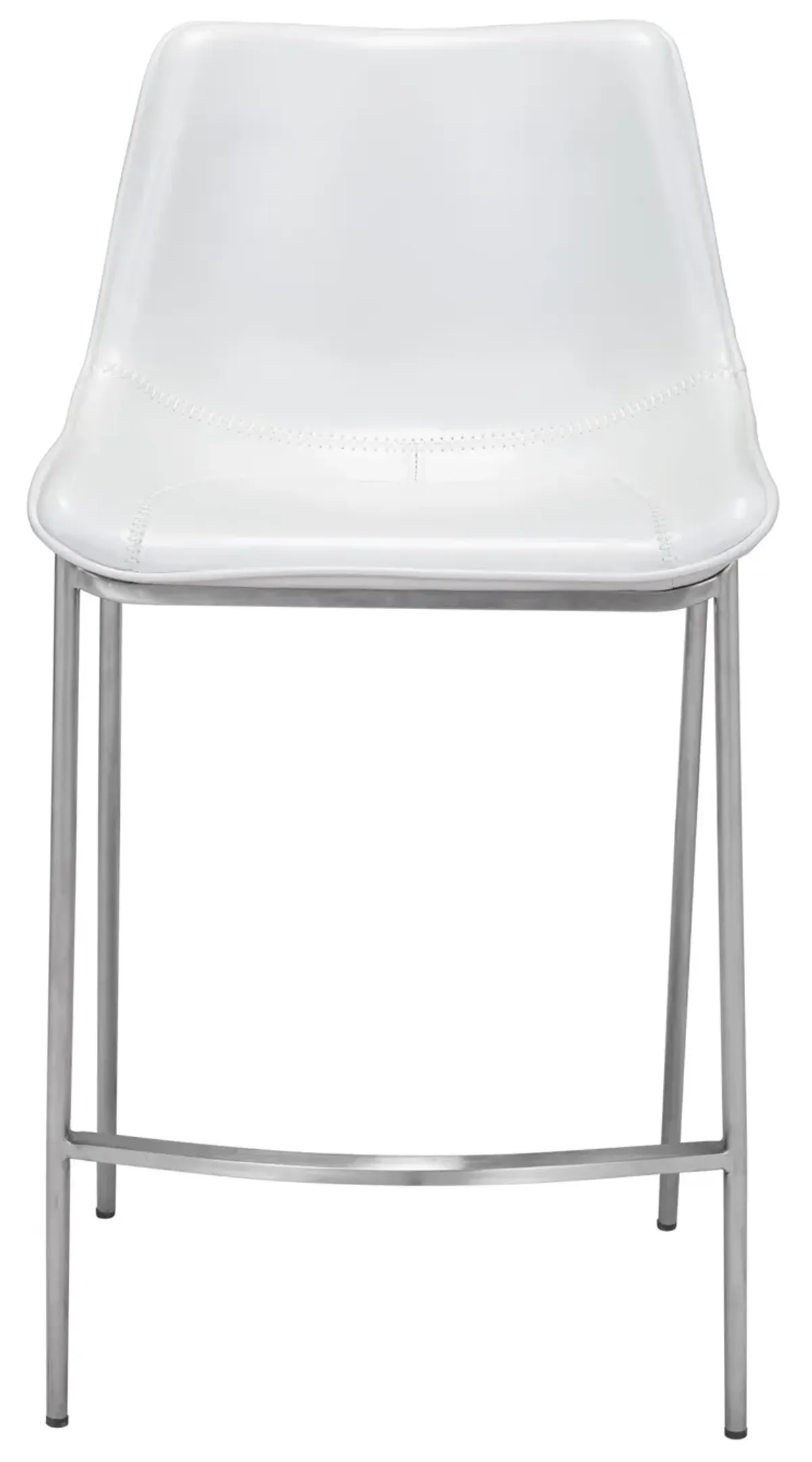 Magnus Counter Stool (Set of 2) White & Silver