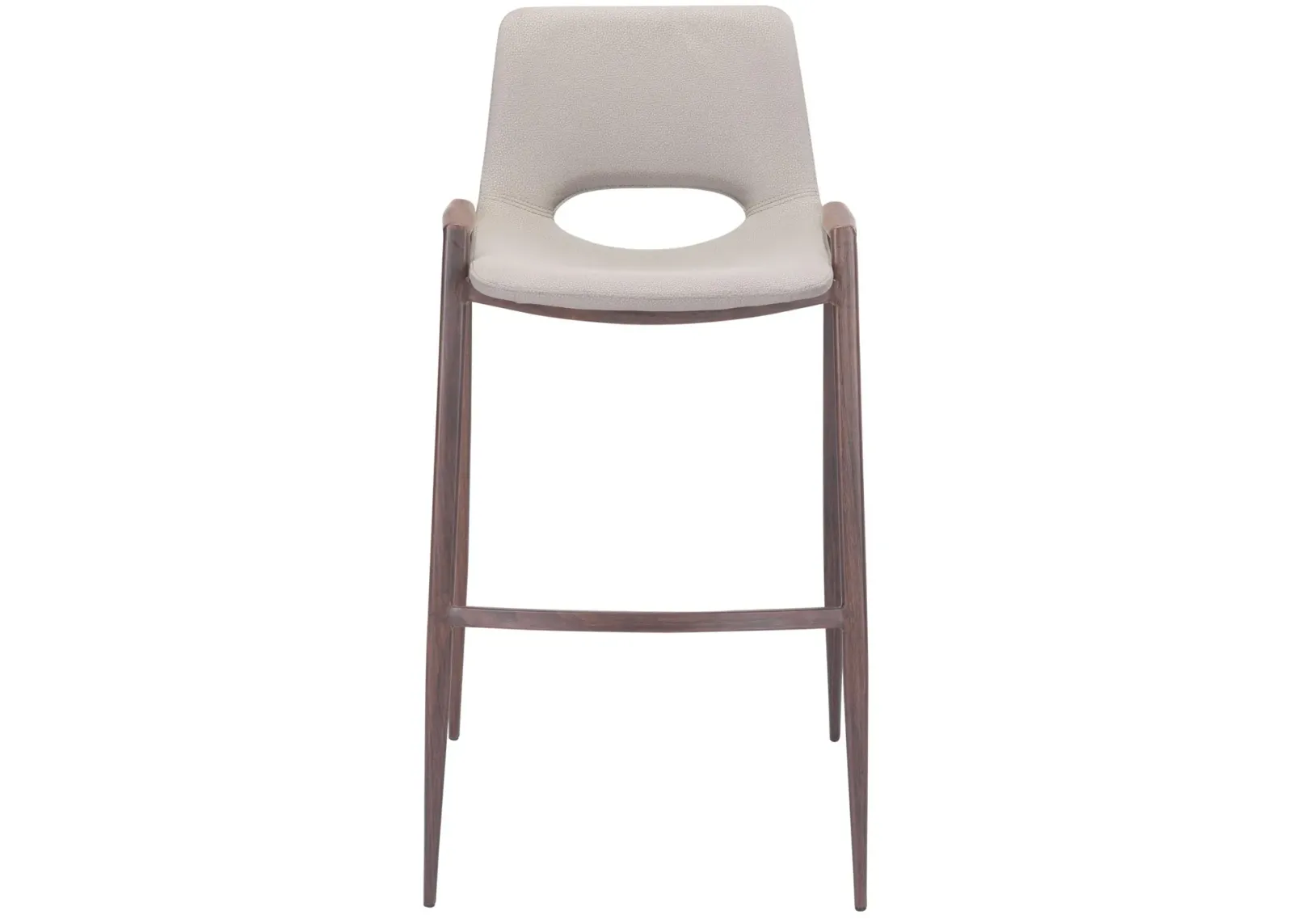 Desi Barstool (Set of 2) Beige & Walnut