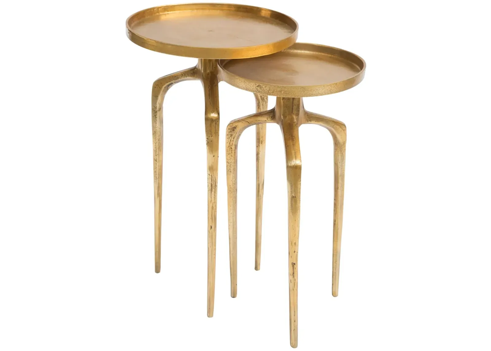 Set of 2 Como Accent Tables in Antique Gold