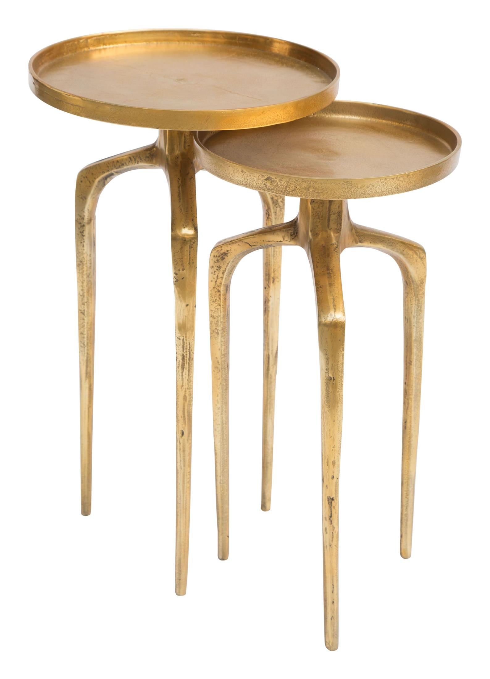 Set of 2 Como Accent Tables in Antique Gold