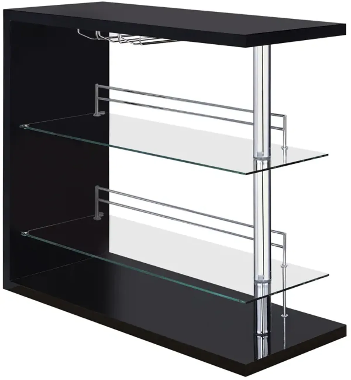 Prescott Rectangular 2-shelf Bar Unit Glossy Black