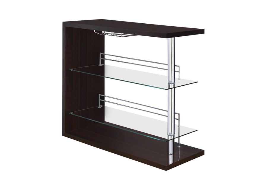 Prescott Rectangular 2-shelf Bar Unit Glossy Cappuccino