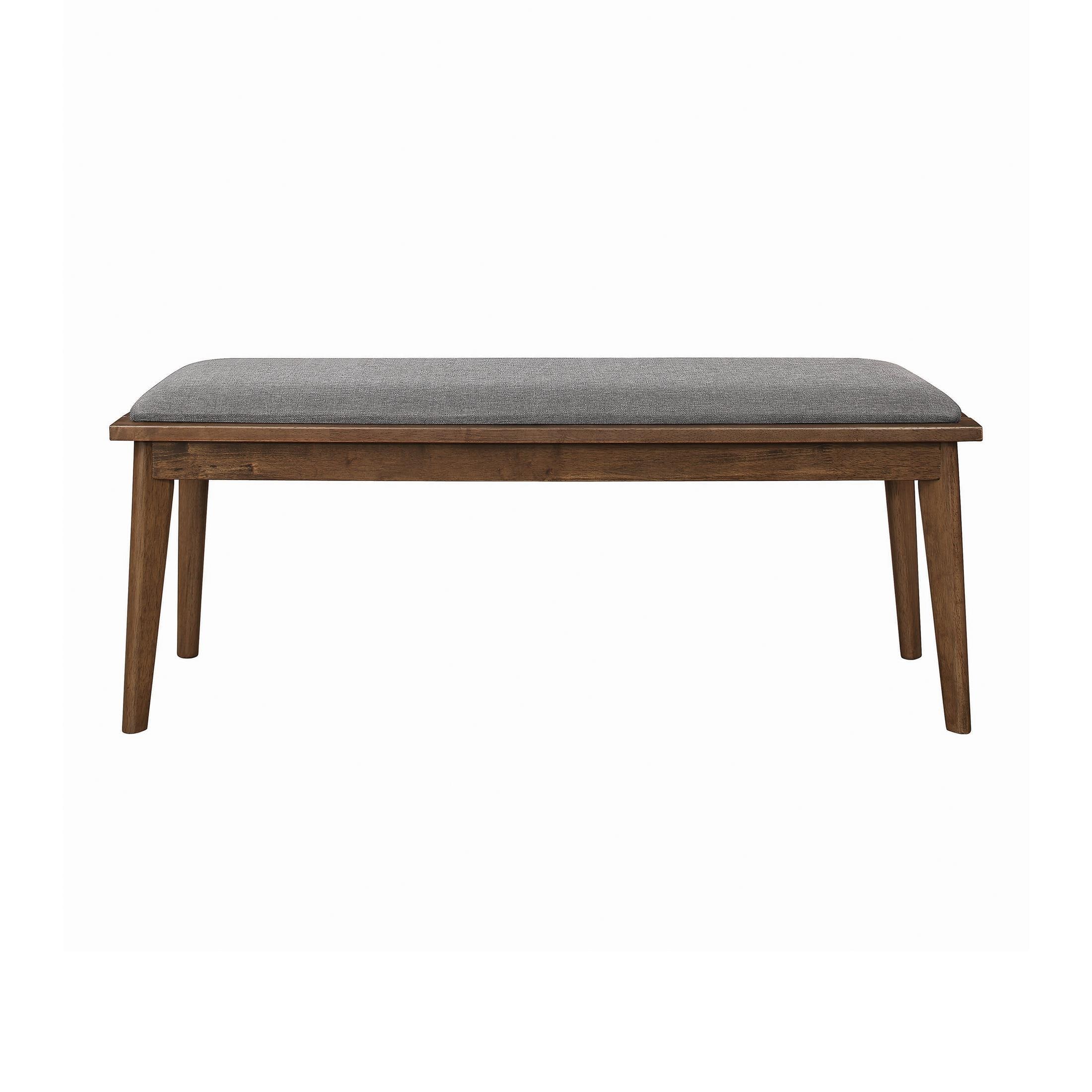 Alfredo Upholstered Dining Bench Grey and Natural Walnut