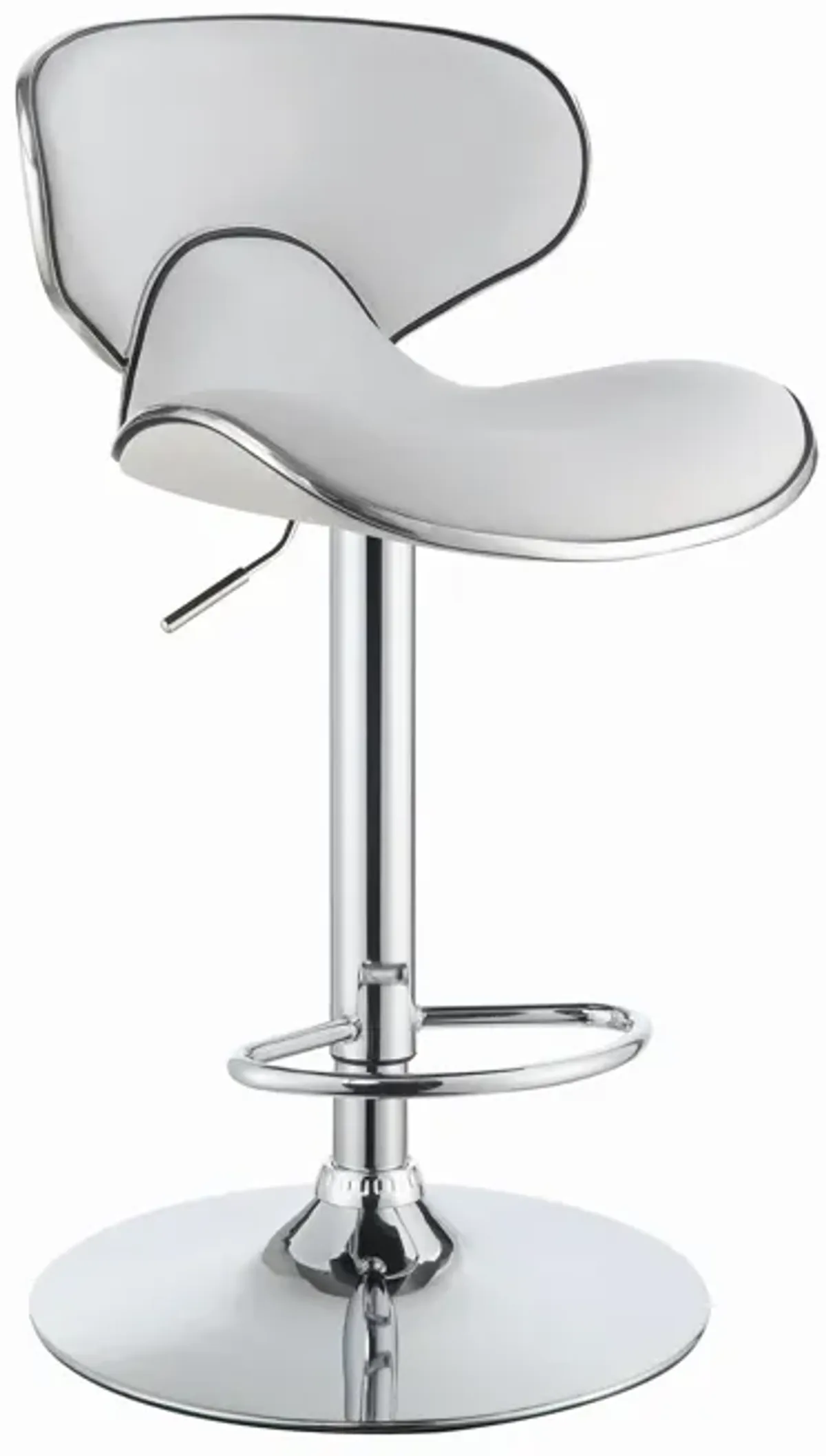 Edenton Upholstered Adjustable Height Bar Stools White and Chrome (Set of 2)