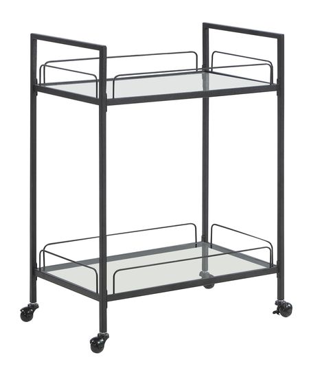 Curltis Serving Cart with Glass Shelves Clear and in Black