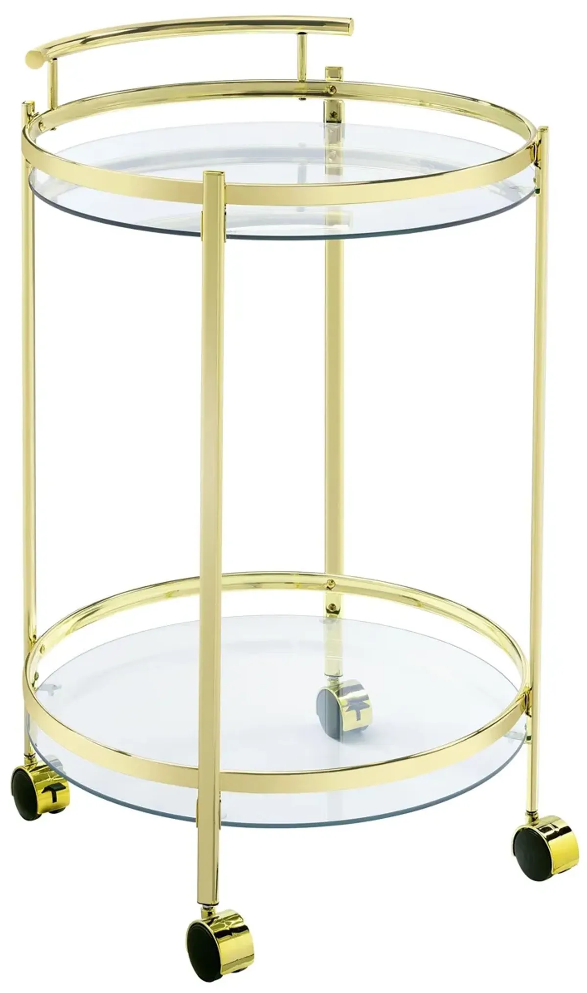 Chrissy Round Glass Bar Cart Brass