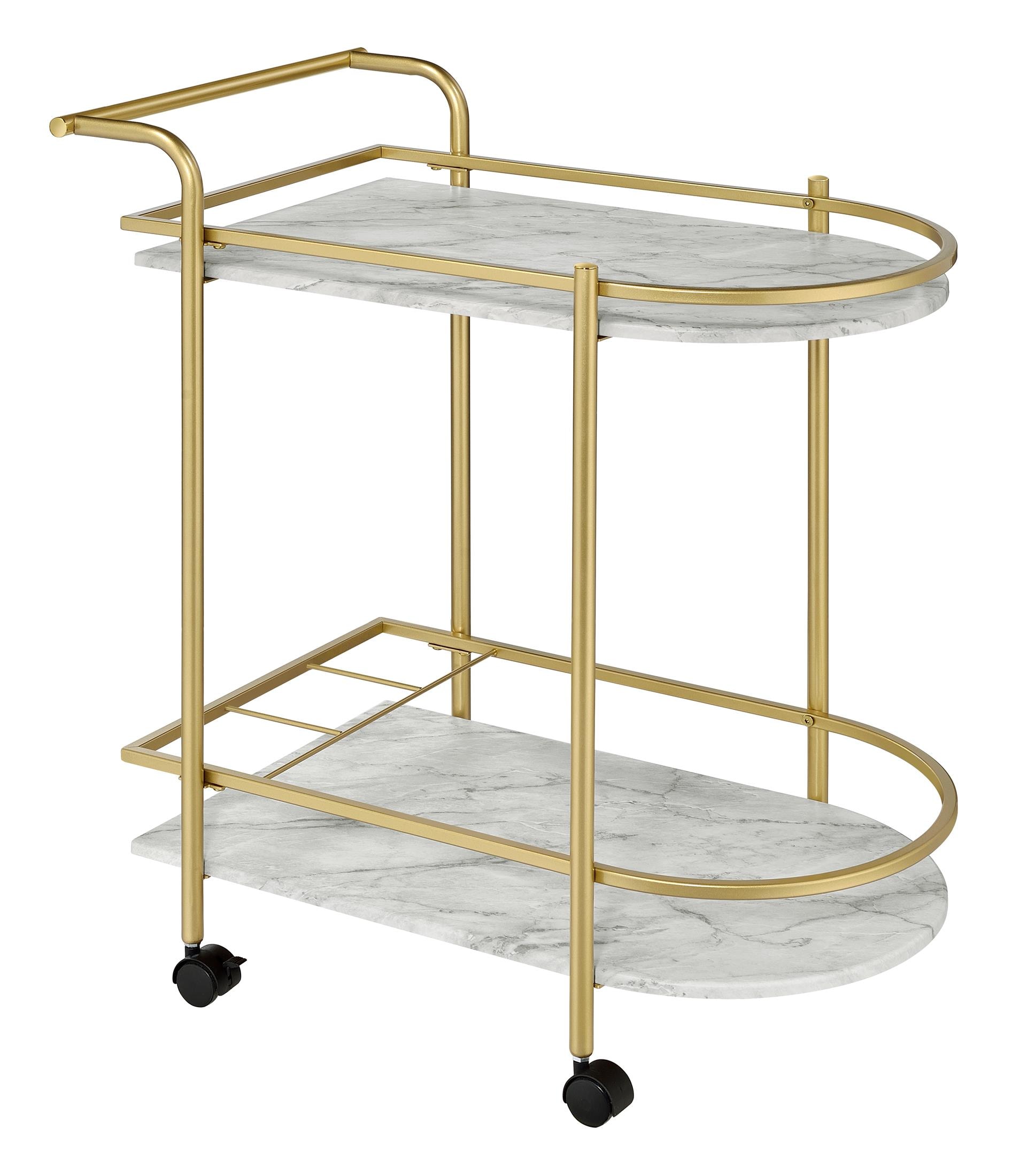 Desiree Rack Bar Cart with Casters Gold