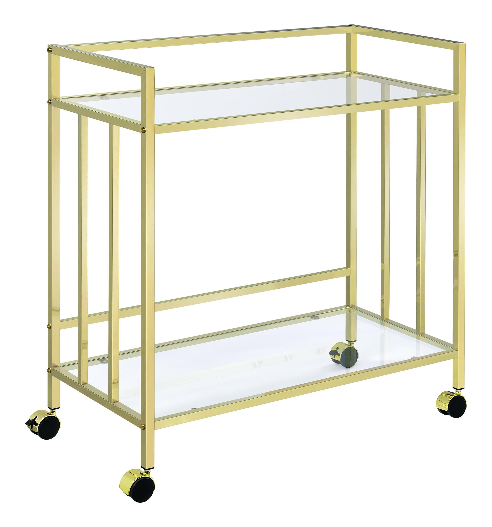 Cara Rectangular Glass Bar Cart Brass