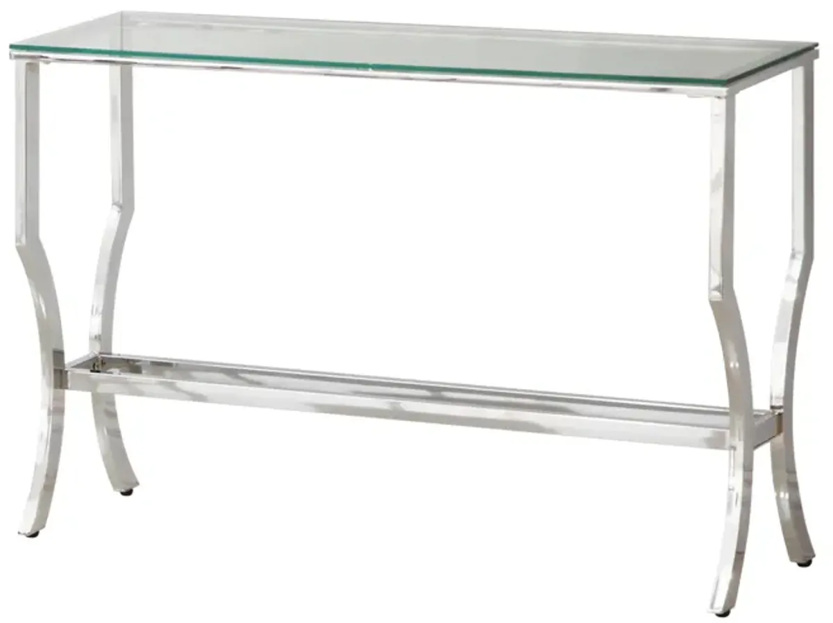 Saide Rectangular Sofa Table with Mirrored Shelf Chrome