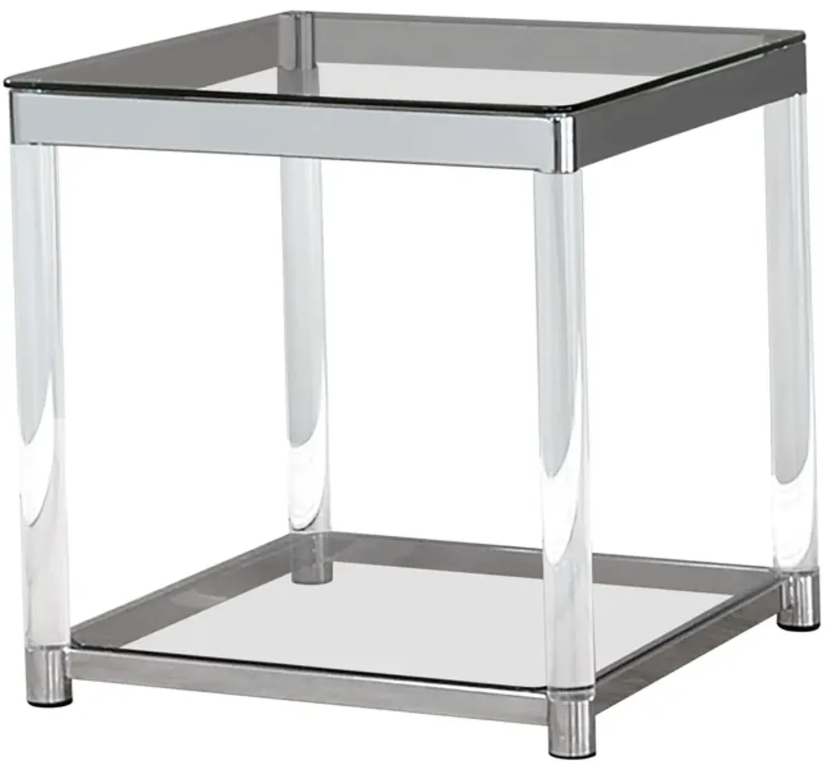 Anne End Table with Lower Shelf Chrome and Clear