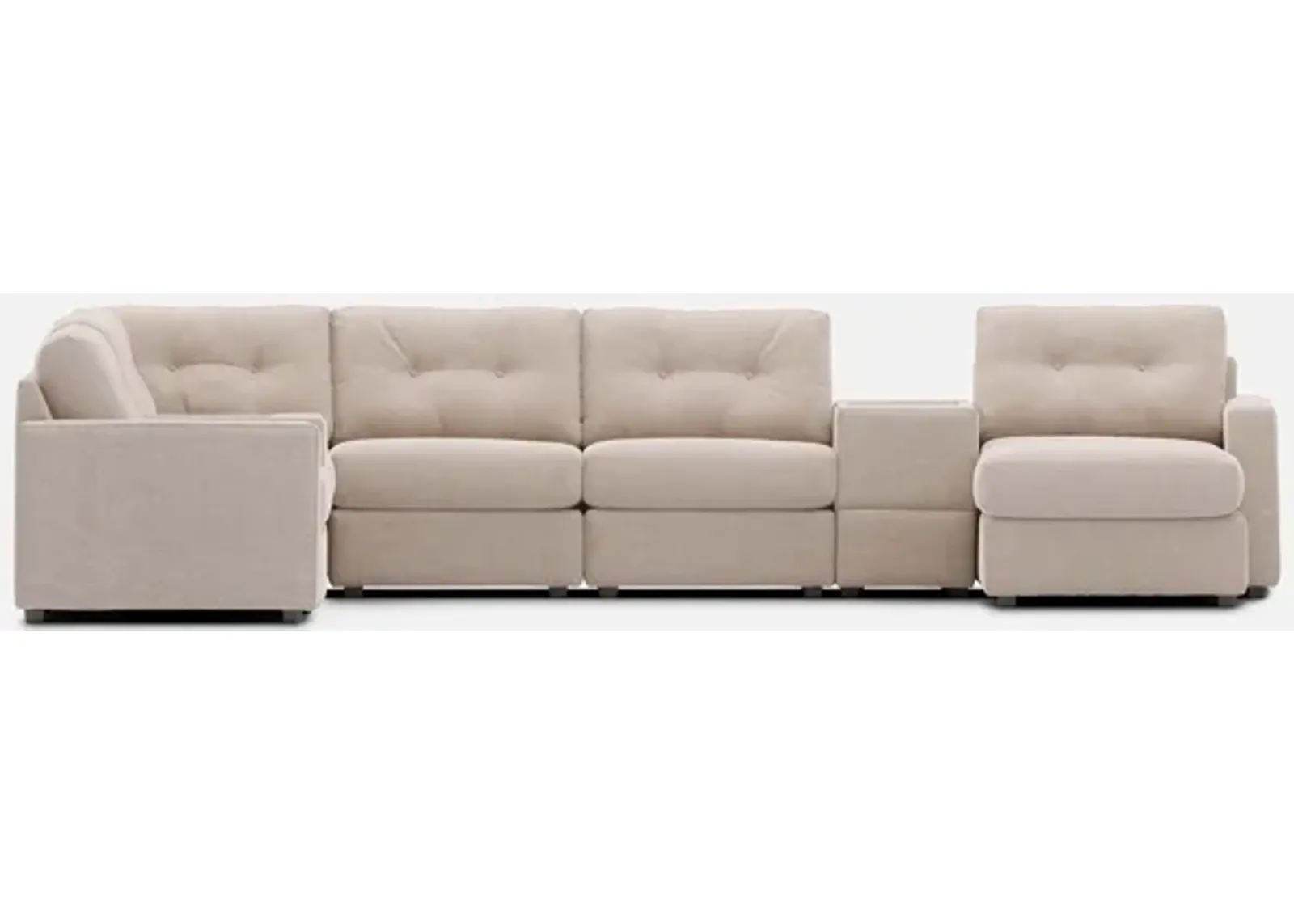 Modular One Right Facing 8-Piece Sectional with E-Console - Stone