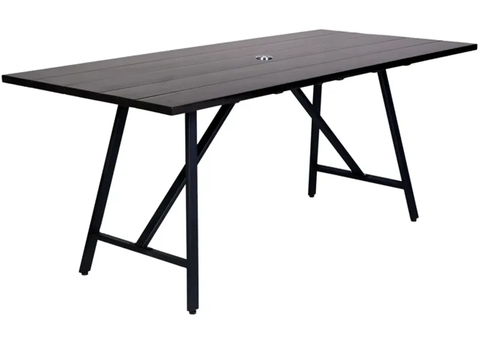 Koala Outdoor Patio Dark Eucalyptus Wood and Metal Rectangle Dining Table