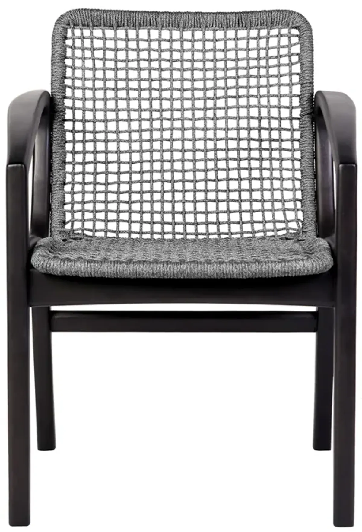 Brighton Outdoor Patio Dining Chair in Dark Eucalyptus Wood and Gray Rope