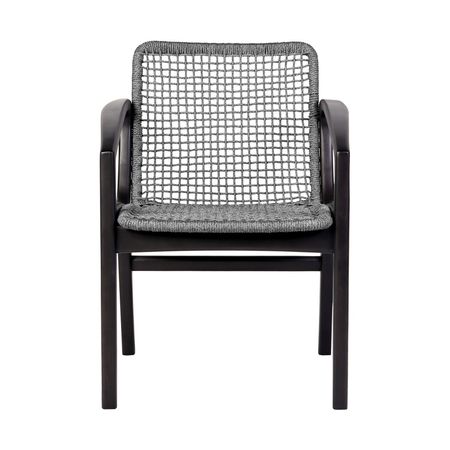 Brighton Outdoor Patio Dining Chair in Dark Eucalyptus Wood and Gray Rope
