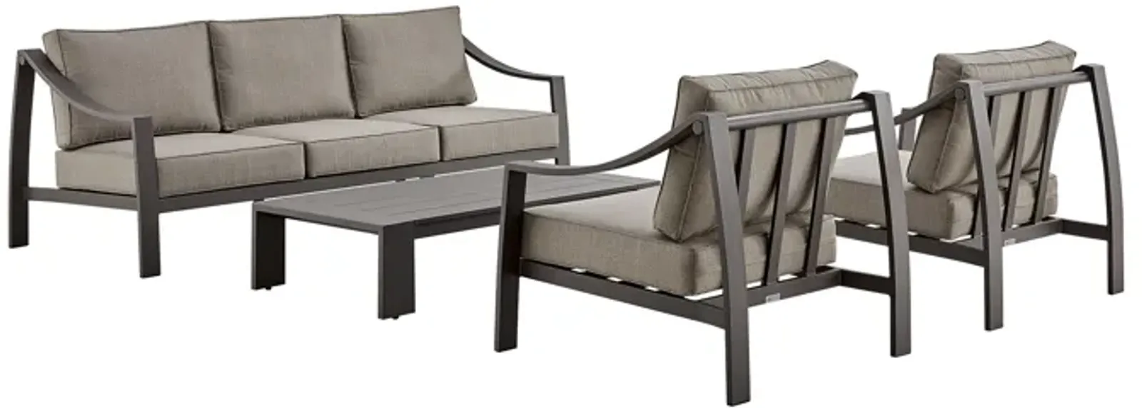 Mongo 4 Piece Outdoor Patio Furniture Set in Dark Brown Aluminum with Cushions