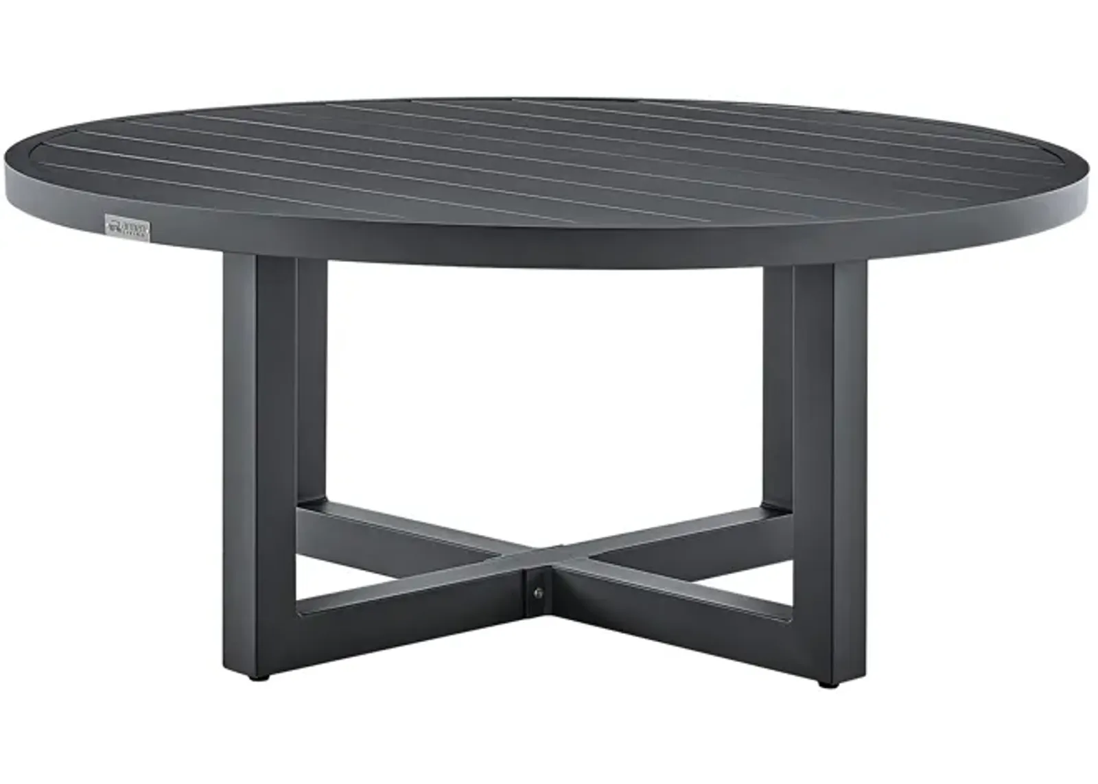 Argiope Outdoor Patio Round Coffee Table in Gray Aluminum