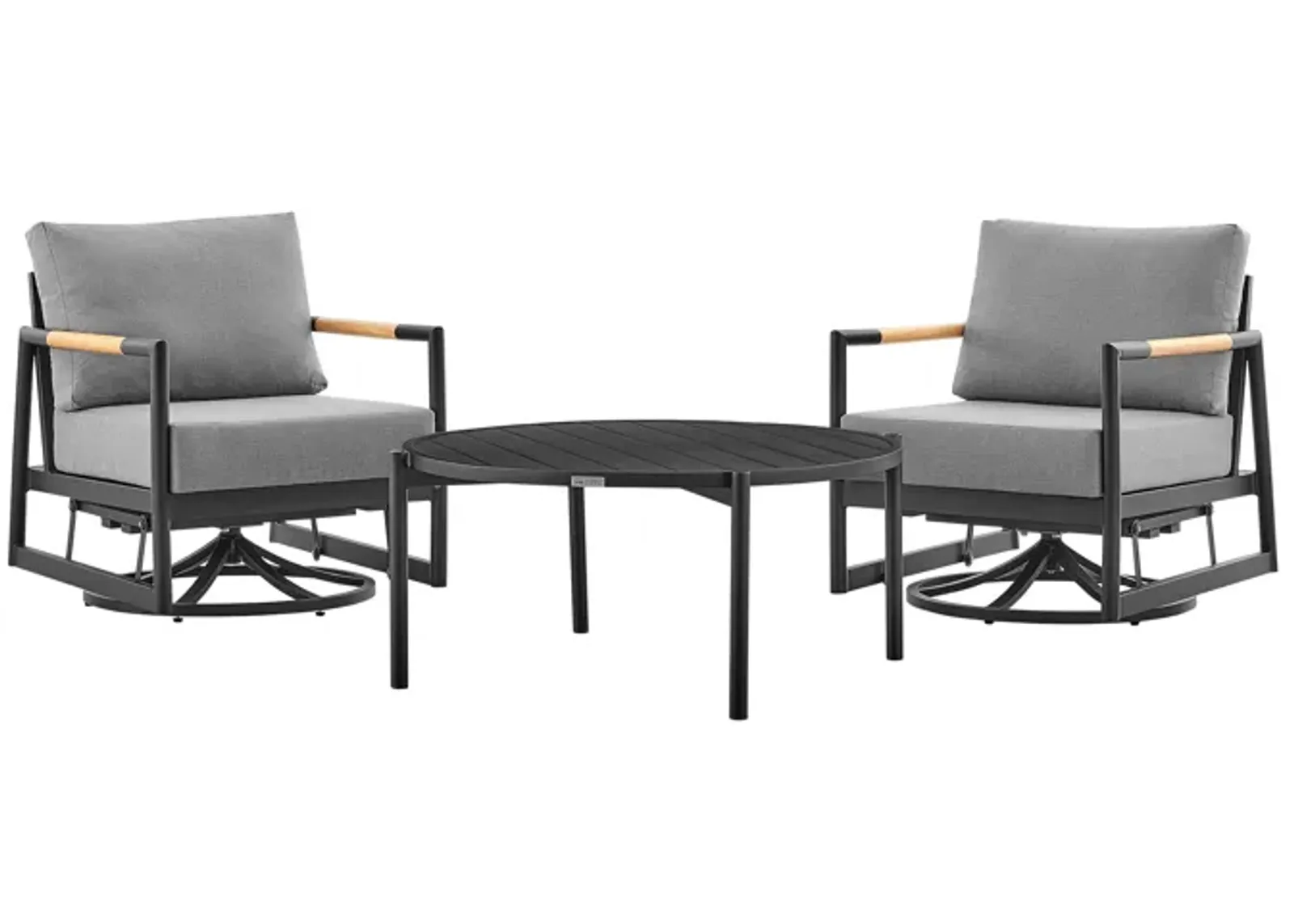 Royal and Tiffany 3 Piece Outdoor Patio Swivel Seating Set in Black