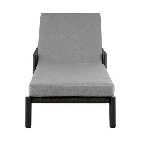 Grand Outdoor Patio Adjustable Chaise Lounge Chair in Aluminum with Gray Cushions