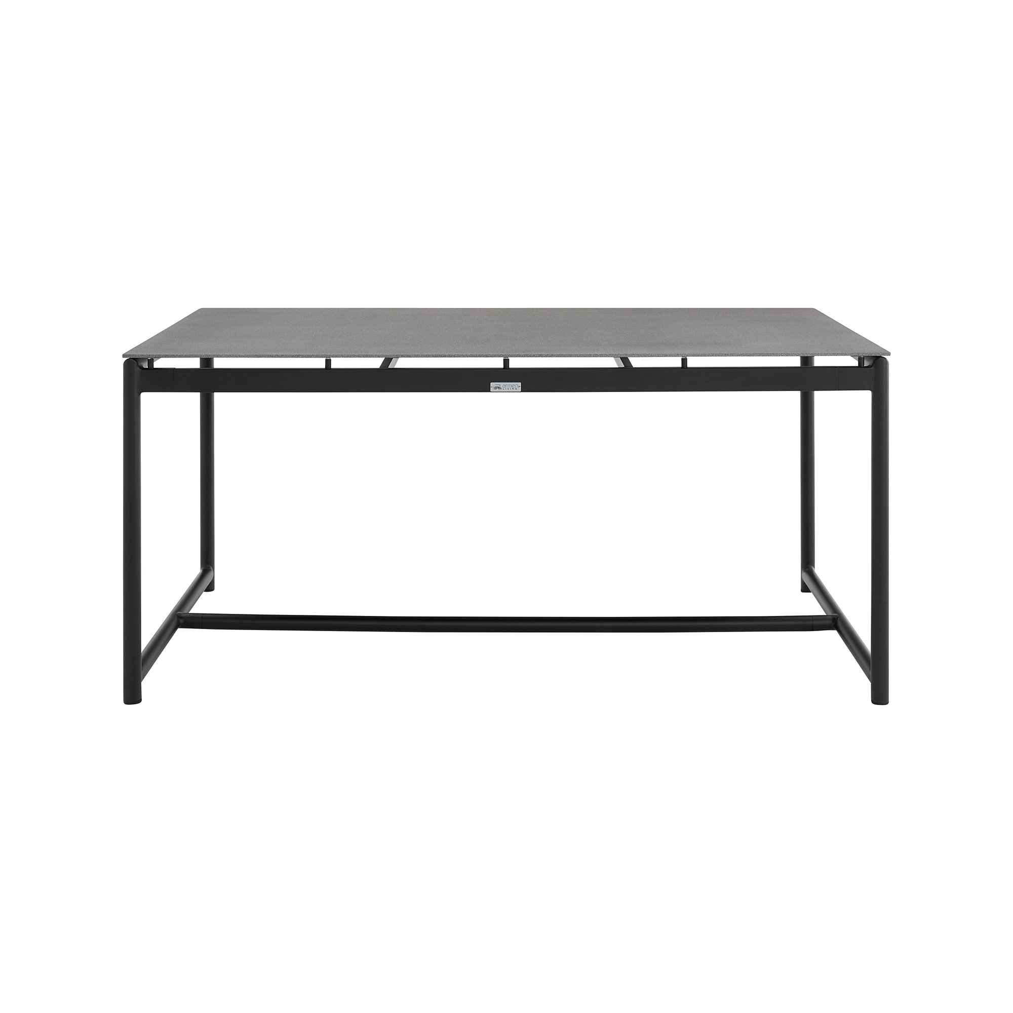 Royal Aluminum and Teak Outdoor Dining Table with Stone Top in Black