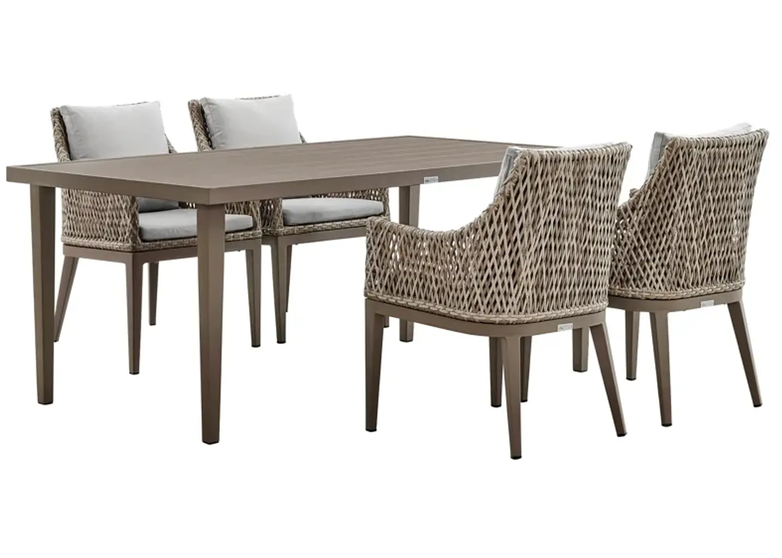 Silvana 5 Piece Gray Aluminum Outdoor Dining Set with Gray Fabric