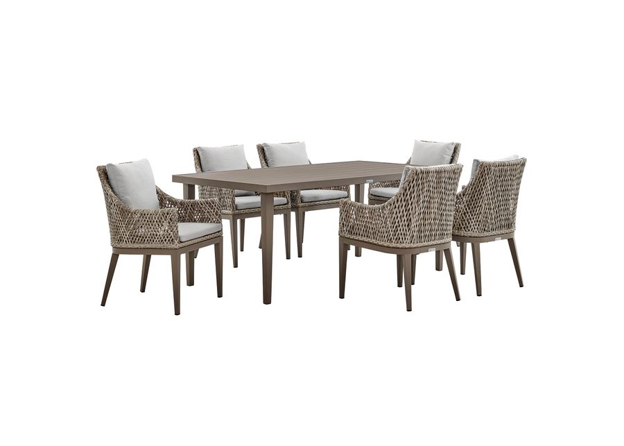 Silvana 7 Piece Aluminum Outdoor Dining Set with Fabric in Gray