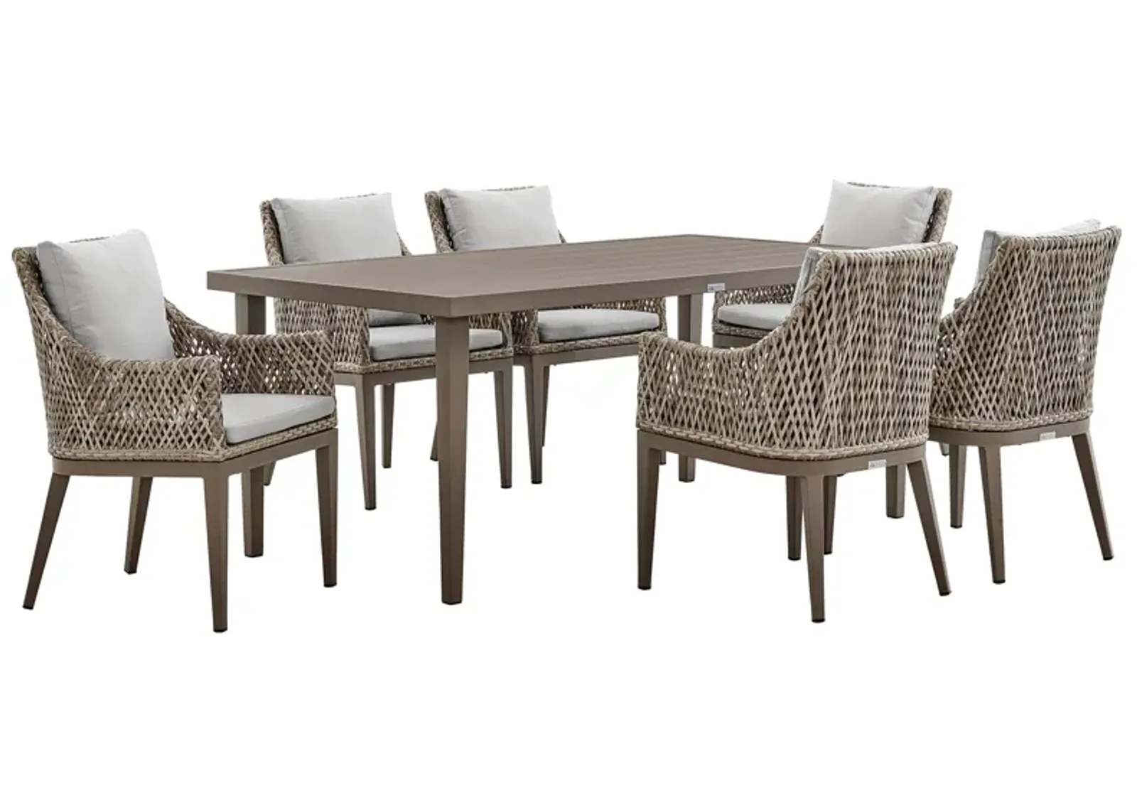 Silvana 7 Piece Aluminum Outdoor Dining Set with Fabric in Gray