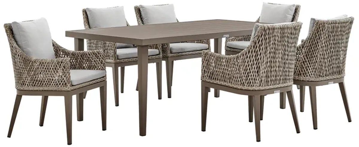 Silvana 7 Piece Aluminum Outdoor Dining Set with Fabric in Gray