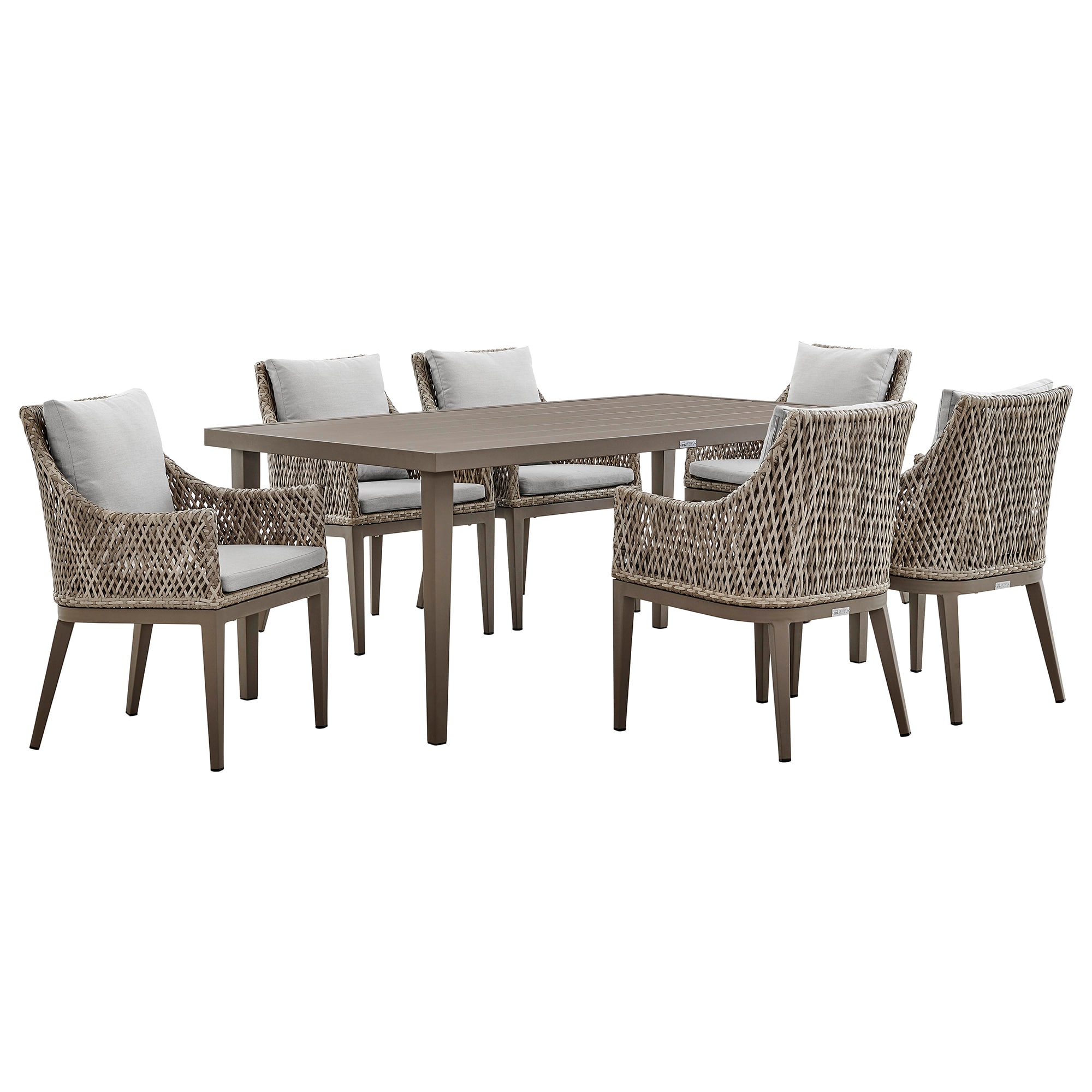 Silvana 7 Piece Aluminum Outdoor Dining Set with Fabric in Gray