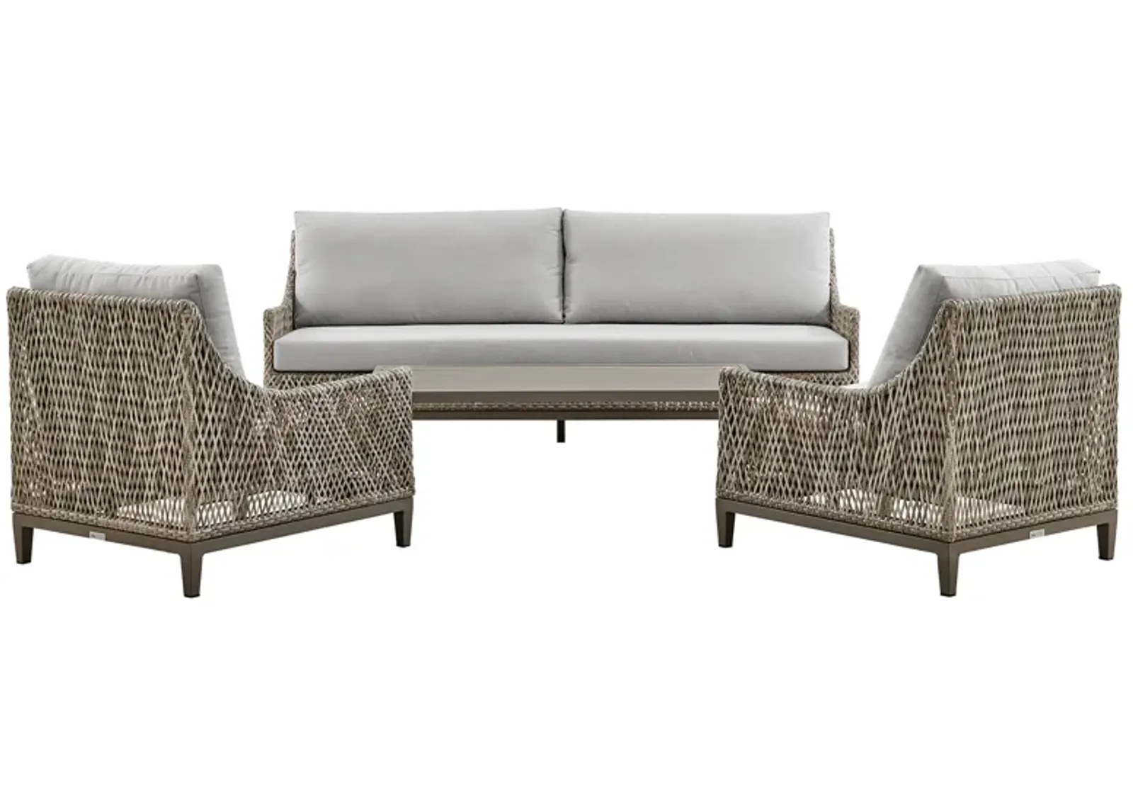 Silvana 4 Piece Outdoor Fabric and Wicker Conversation Set in Gray