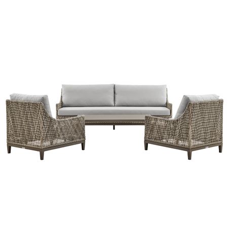 Silvana 4 Piece Outdoor Fabric and Wicker Conversation Set in Gray