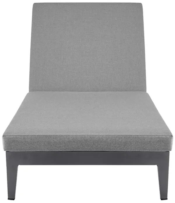 Argiope Outdoor Patio Adjustable Chaise Lounge Chair in Aluminum with Gray Cushions