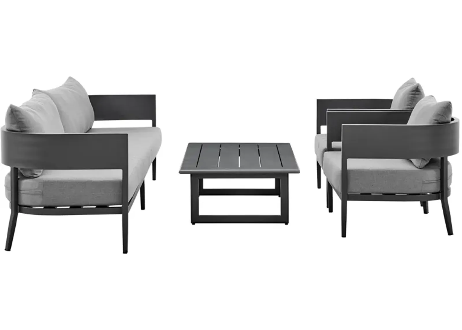 Argiope 4 Piece Outdoor Aluminum & Fabric Outdoor Conversation Set in Dark Gray