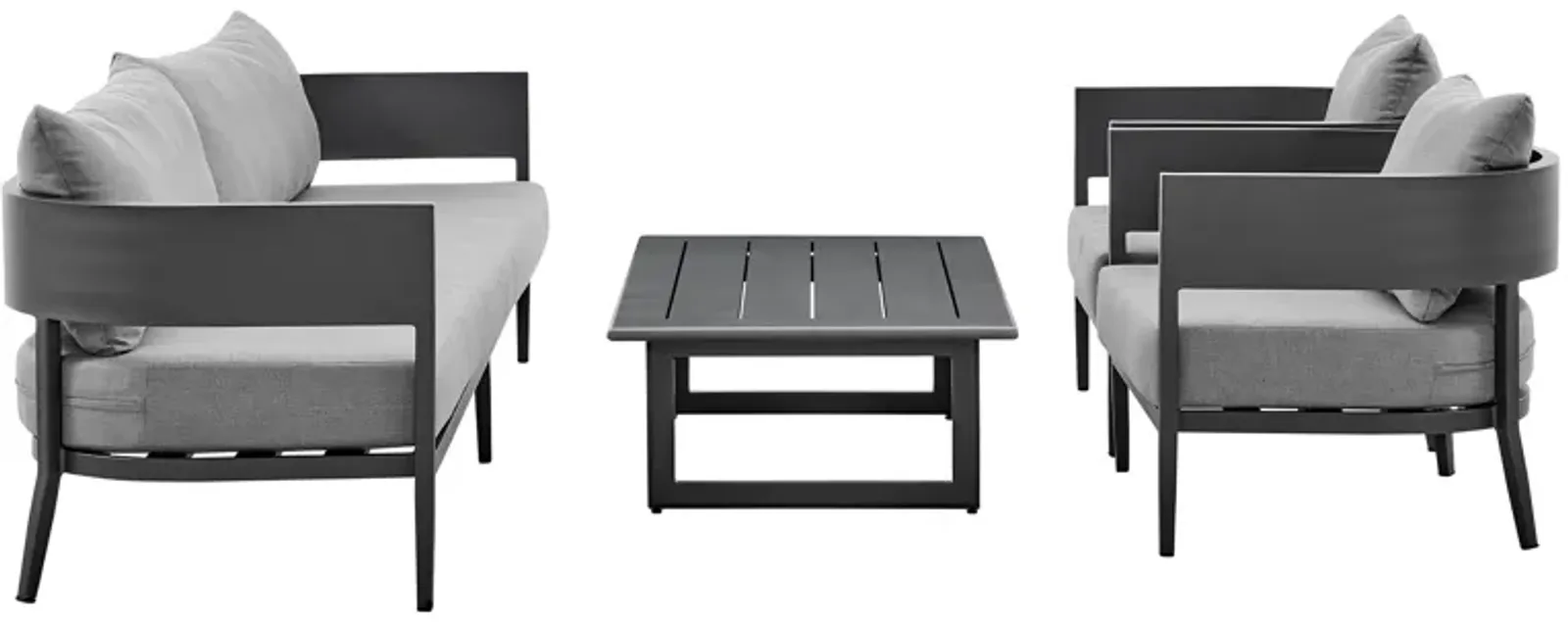 Argiope 4 Piece Outdoor Aluminum & Fabric Outdoor Conversation Set in Dark Gray