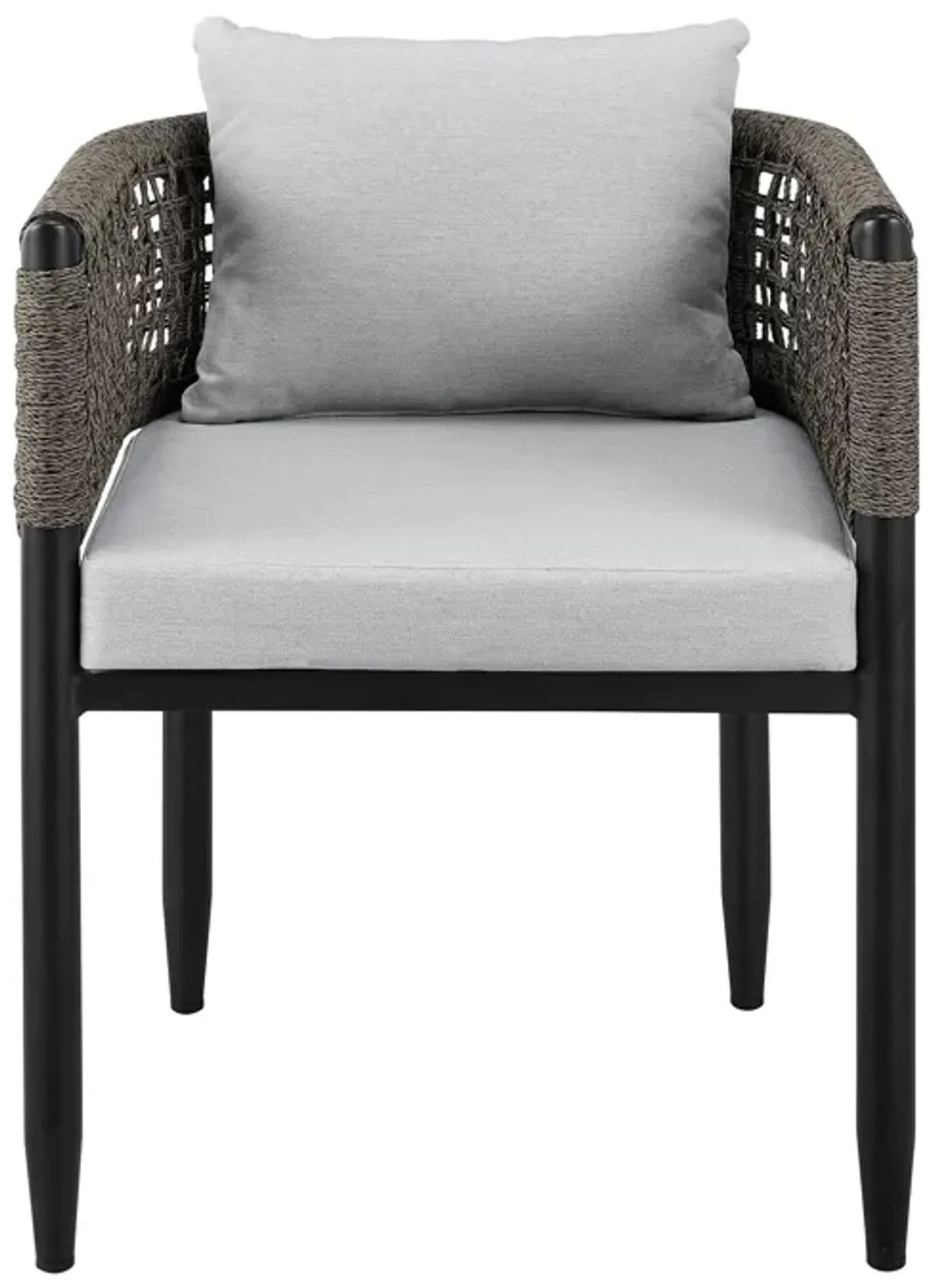 Felicia Outdoor Patio Dining Chair in Aluminum with Gray Rope and Cushions (Set of 2)