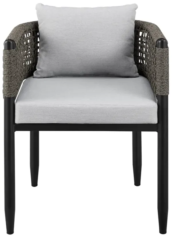 Felicia Outdoor Patio Dining Chair in Aluminum with Gray Rope and Cushions (Set of 2)