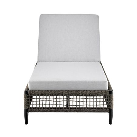 Felicia Outdoor Patio Adjustable Chaise Lounge Chair in Aluminum with Gray Rope and Cushions