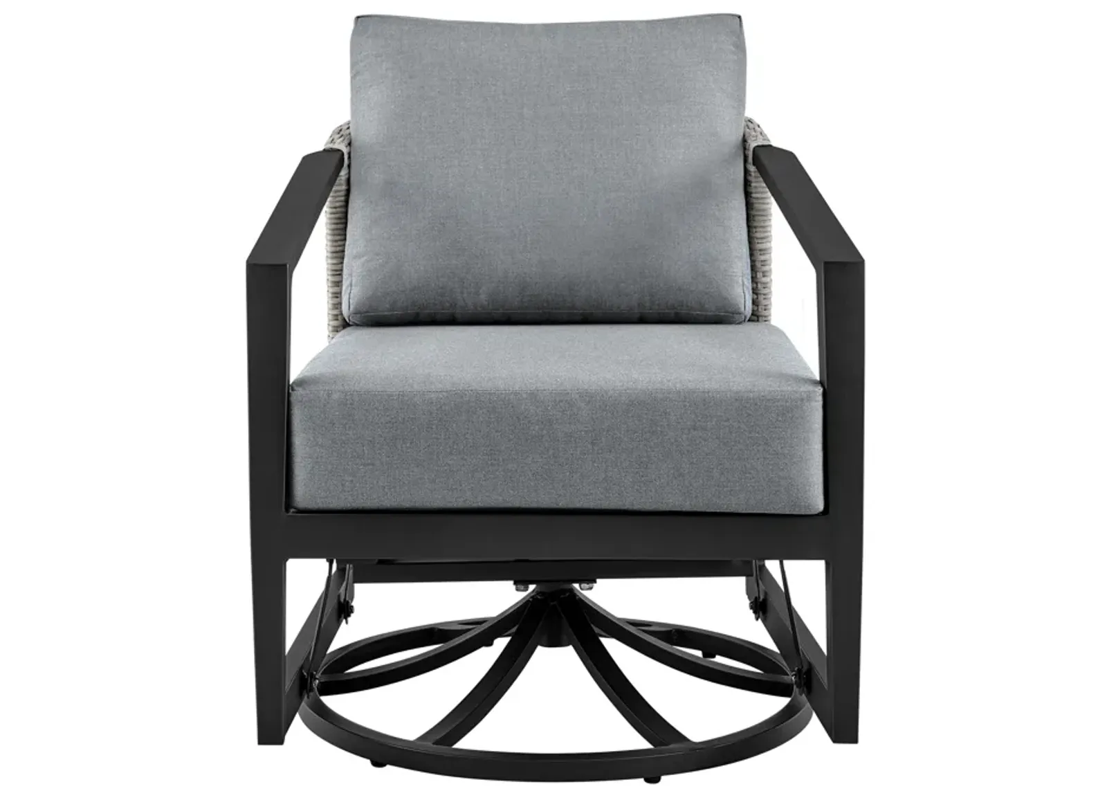 Aileen Outdoor Patio Swivel Lounge Chair in Aluminum with Gray Cushions