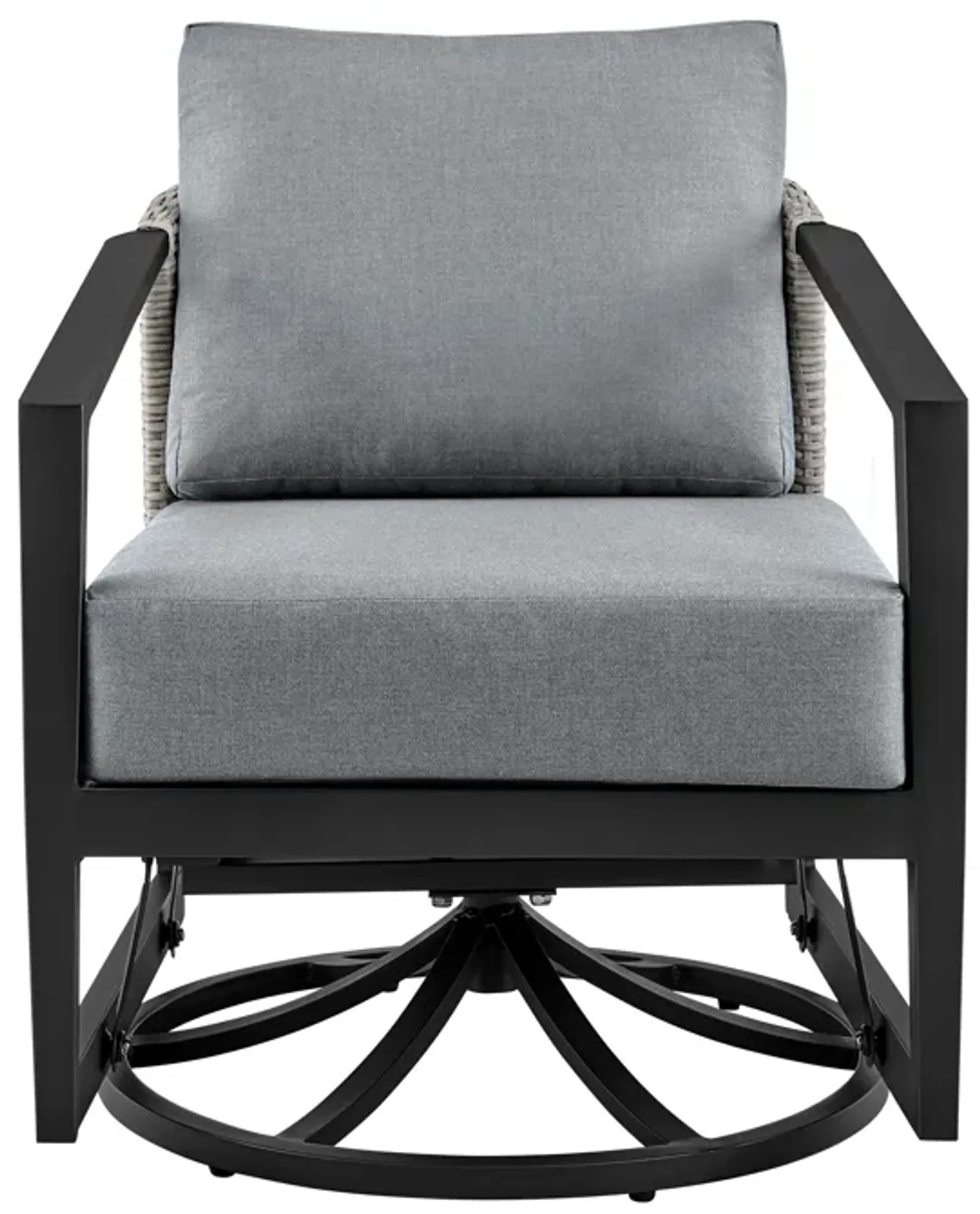 Aileen Outdoor Patio Swivel Lounge Chair in Aluminum with Gray Cushions