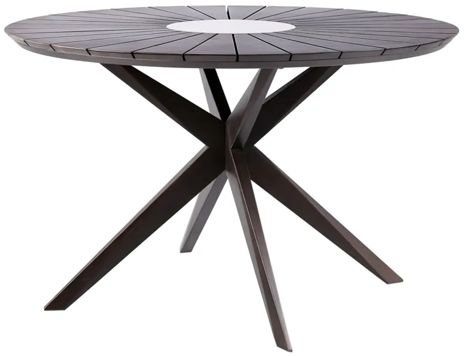 Sachi Outdoor Dark Eucalyptus Wood and Concrete Round Dining Table