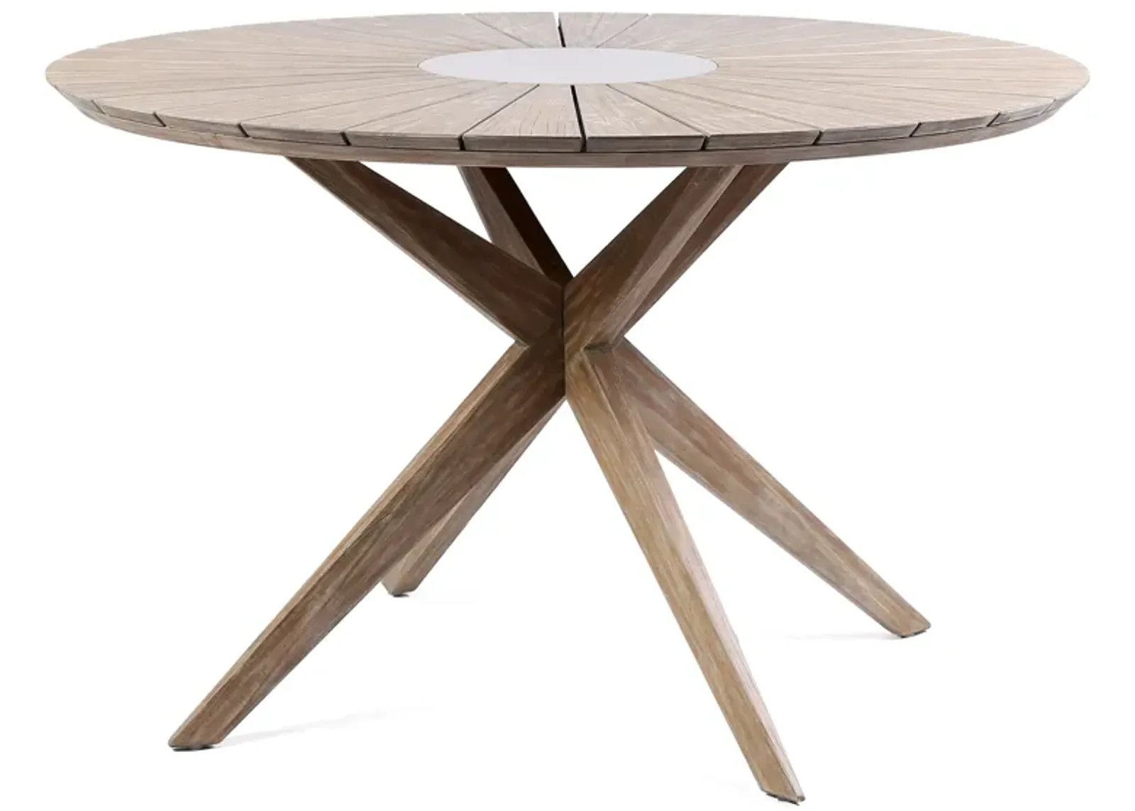 Sachi Outdoor Dark Eucalyptus Wood and Concrete Round Dining Table